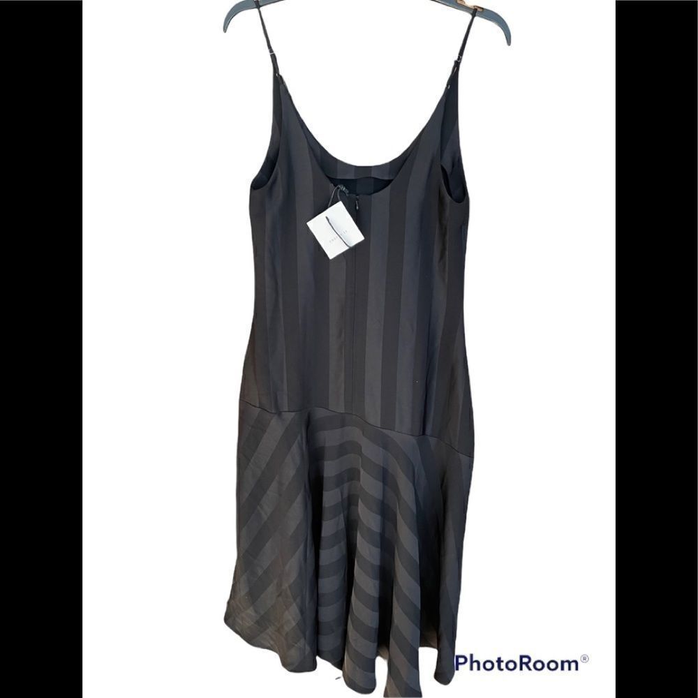 New with tags Cooper St spaghetti strap tonal striped dress, flounce hem, size 4